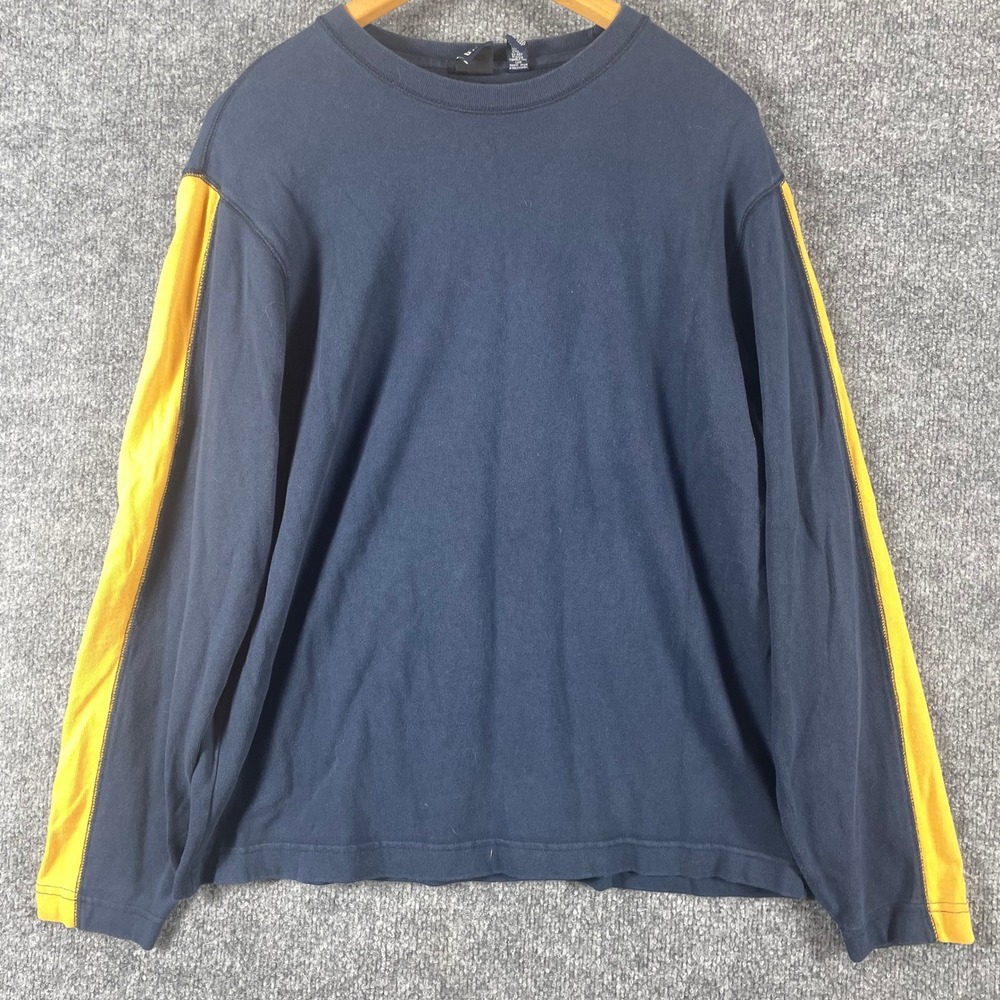 VTG Gap Sweatshirt Mens Medium Blue Yellow Side Stripe Long Sleeve Cotton Y2K